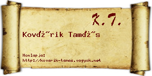 Kovárik Tamás névjegykártya
